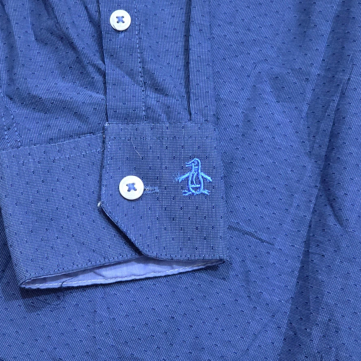 Camisa Slim Fit Penguin Grande L 16 1/2 Azul