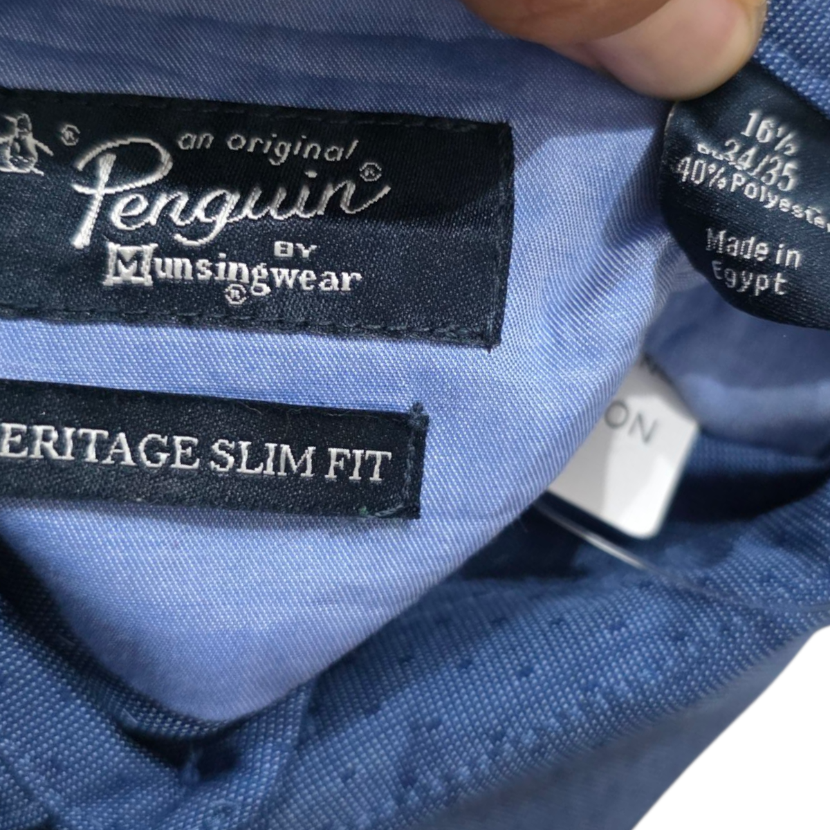 Camisa Slim Fit Penguin Grande L 16 1/2 Azul