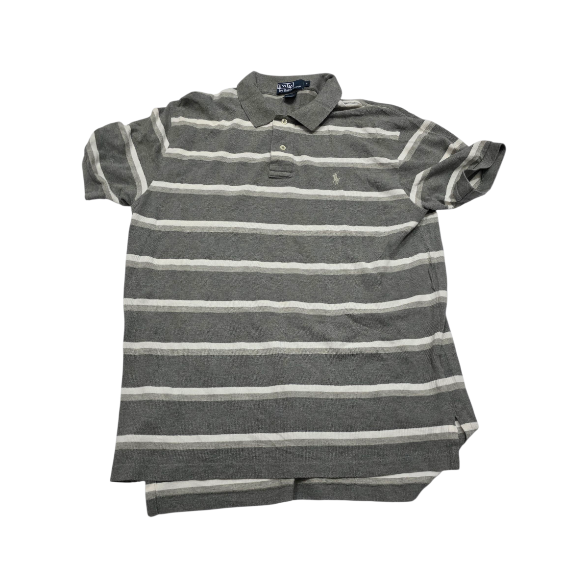 Playera Polo Ralph Lauren Grande L Gris Lineas Blancas