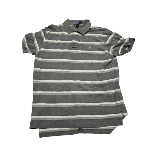 Playera Polo Ralph Lauren Grande L Gris Lineas Blancas