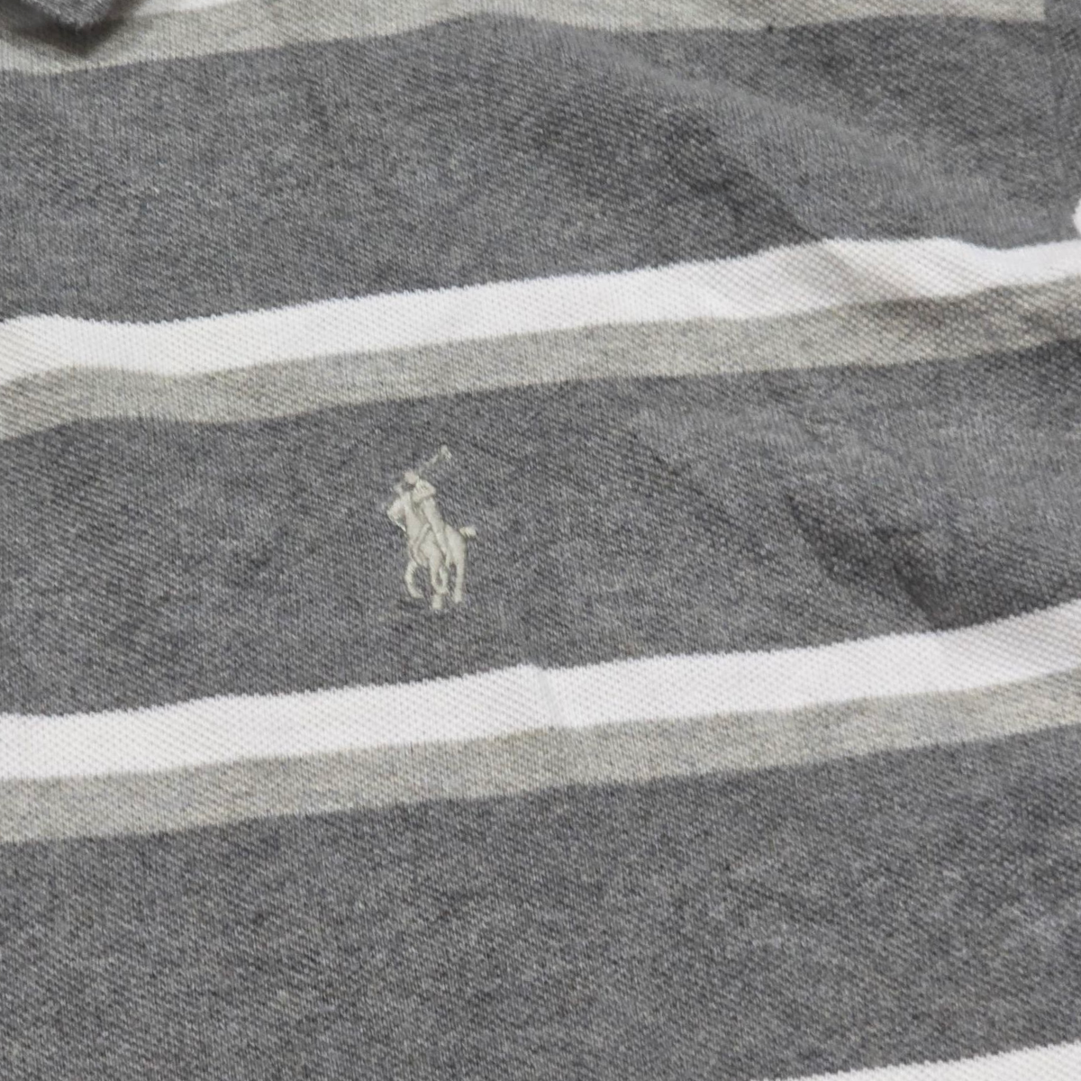 Playera Polo Ralph Lauren Grande L Gris Lineas Blancas
