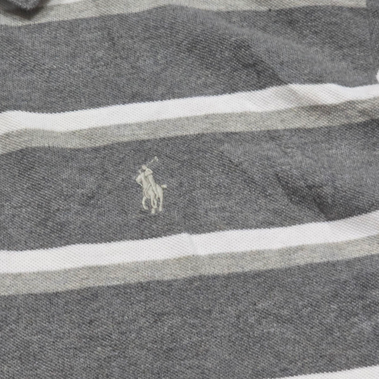 Playera Polo Ralph Lauren Grande L Gris Lineas Blancas