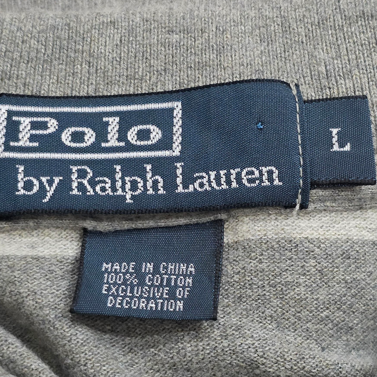 Playera Polo Ralph Lauren Grande L Gris Lineas Blancas