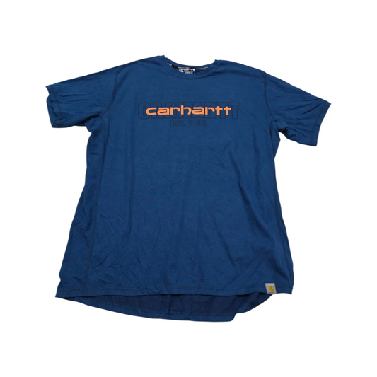 Playera Carhartt Grande L Relaxed Fit Azul Letras Naranja