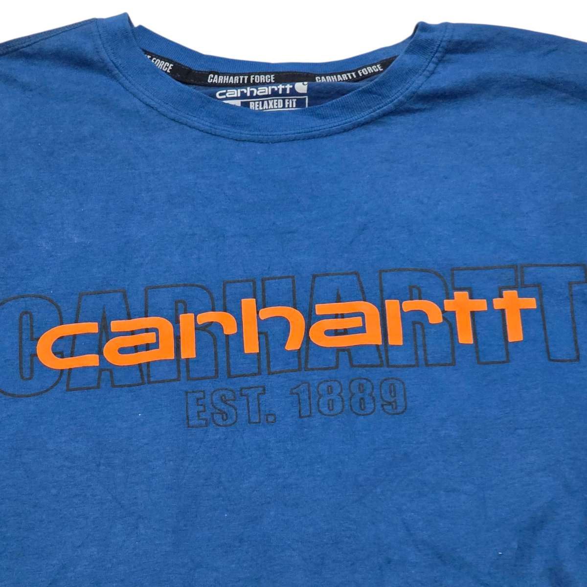 Playera Carhartt Grande L Relaxed Fit Azul Letras Naranja