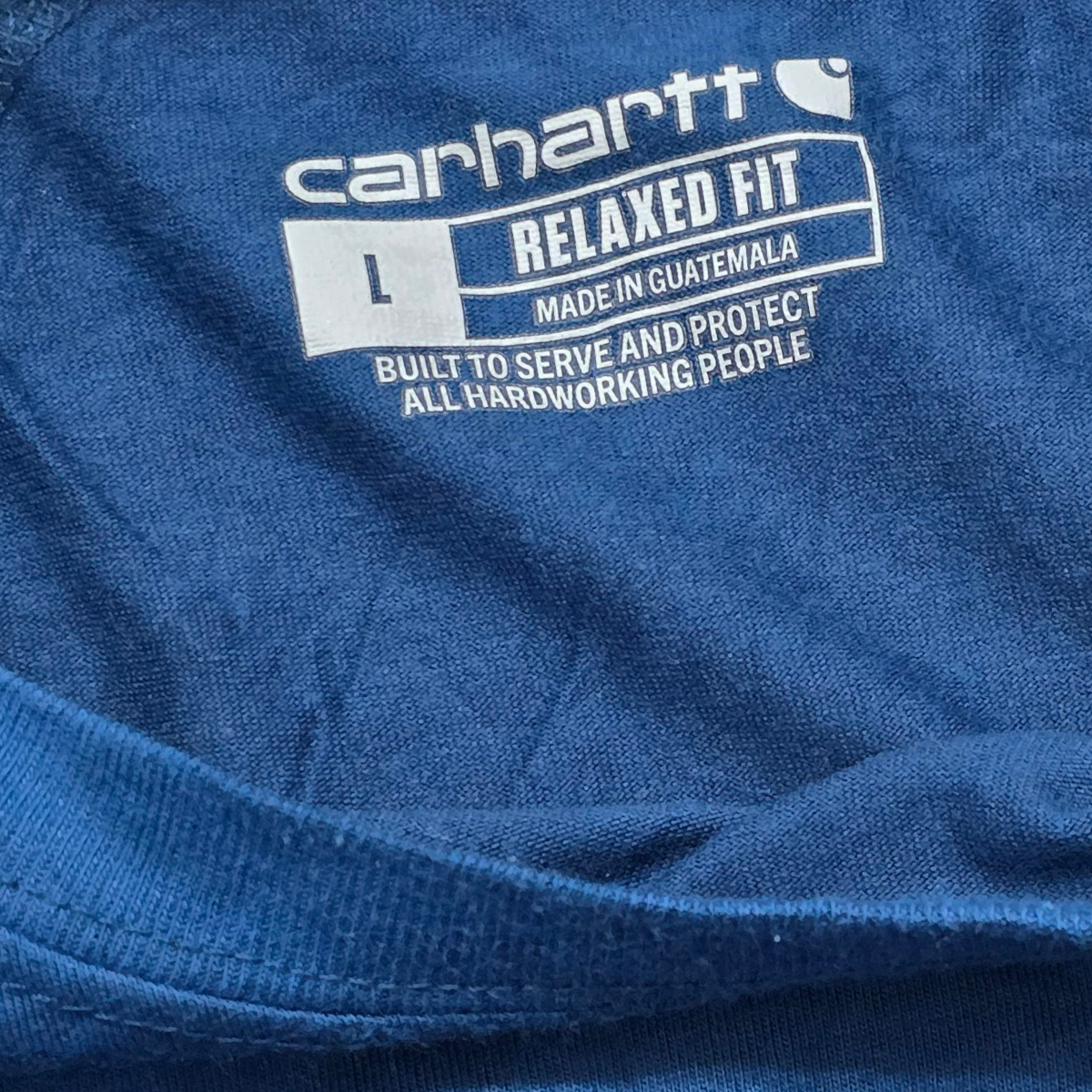 Playera Carhartt Grande L Relaxed Fit Azul Letras Naranja