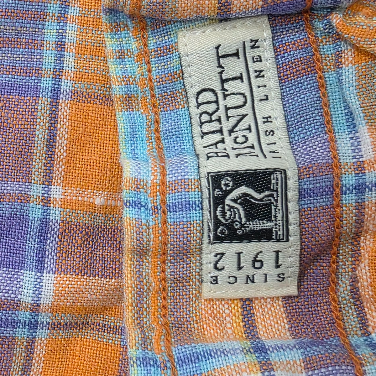 Camisa Brooks Brothers Mediana M Madison Lino Cuadro Naranja