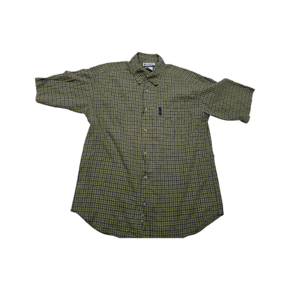 Camisa Manga Corta Columbia Grande L Verde Y Negro Cuadro