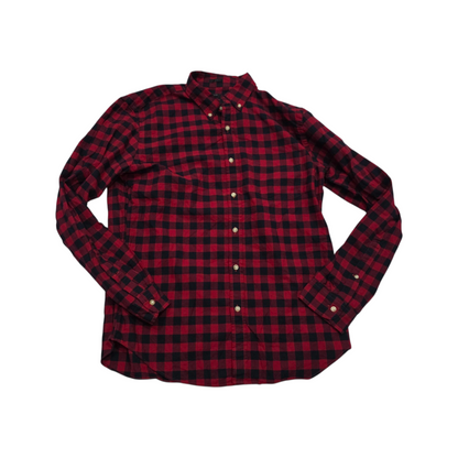 Camisa J.crew Grande L Cuadro Rojo Slimfit