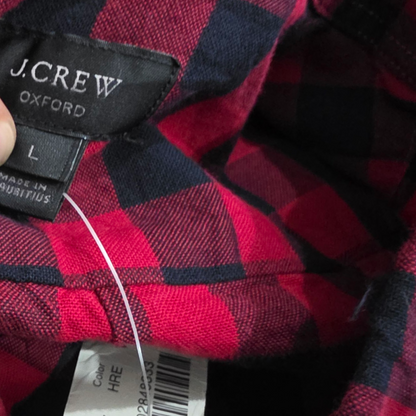 Camisa J.crew Grande L Cuadro Rojo Slimfit