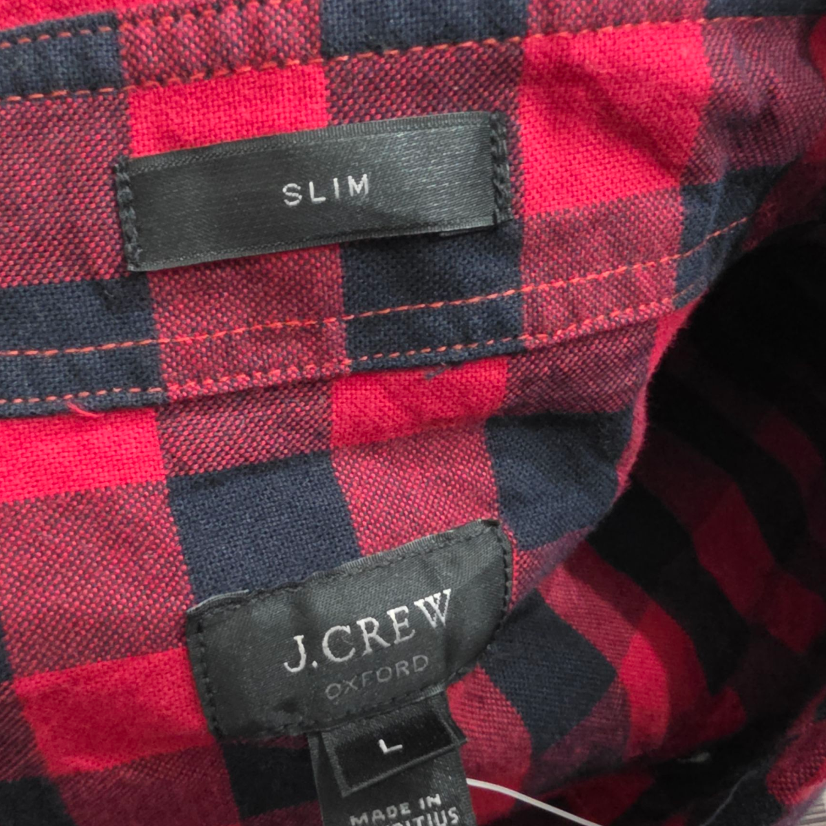 Camisa J.crew Grande L Cuadro Rojo Slimfit