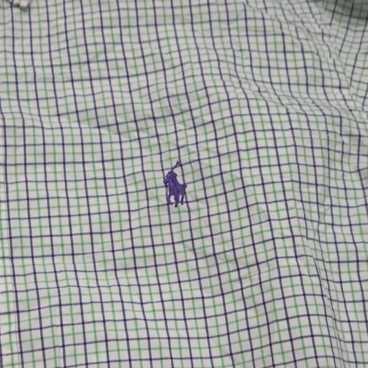 Camisa Ralph Lauren Xgrande 17 32-33 Custom Fit Cuadro Verde