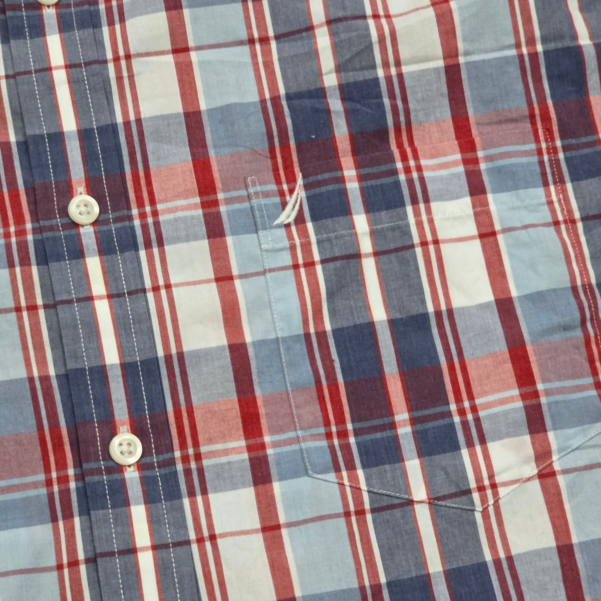 Camisa Manga Corta Nautica Xgrande Xl Cuadro Azul Y Rojo