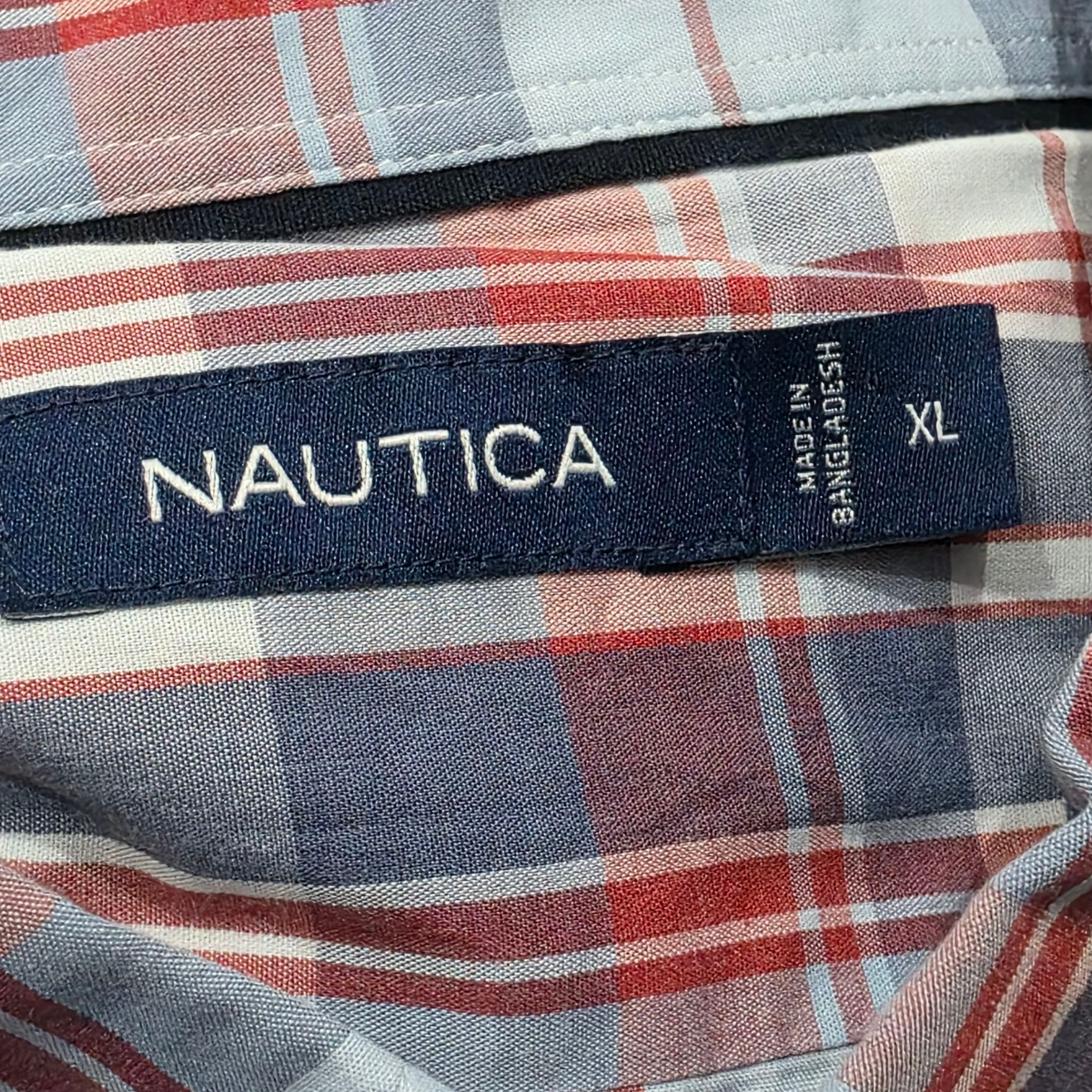 Camisa Manga Corta Nautica Xgrande Xl Cuadro Azul Y Rojo
