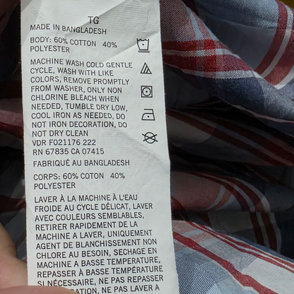 Camisa Manga Corta Nautica Xgrande Xl Cuadro Azul Y Rojo