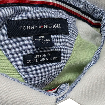 Playera Polo Tommy Hilfiger 2xl Custom Fit Lineas Verde