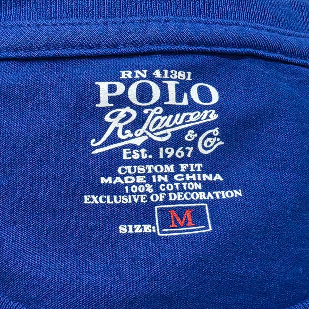 Playera Ralph Lauren Mediana M Custom Fit Azul Pony Rojo