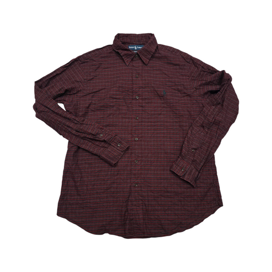 Camisa Ralph Lauren Grande Custom Fit Cuadro Rojo Y Negro