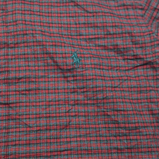 Camisa Ralph Lauren Grande Custom Fit Cuadro Rojo Y Negro