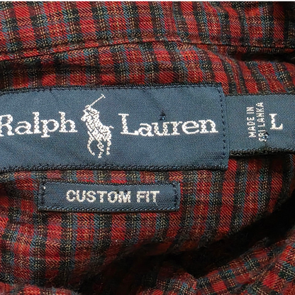 Camisa Ralph Lauren Grande Custom Fit Cuadro Rojo Y Negro