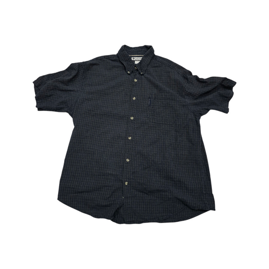 Camisa Manga Corta Columbia Xgrande Xl Azul Cuadro Vintage