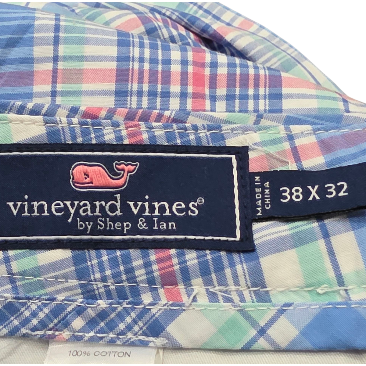 Pantalon Vineyard Vines 38x32 Breaker Pant Cuadro Azul (Usado)