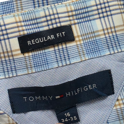 Camisa Tommy Hilfiger Grande L Cuadro Azul Cafe