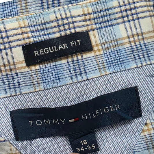 Camisa Tommy Hilfiger Grande L Cuadro Azul Cafe