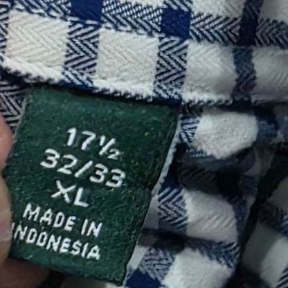 Camisa Ralph Lauren Xgrande 17 1/2 Xl Cuadro Azul Y Blanco