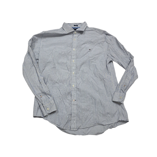Camisa Tommy Hilfiger Xgrande Xl Lineas Gris