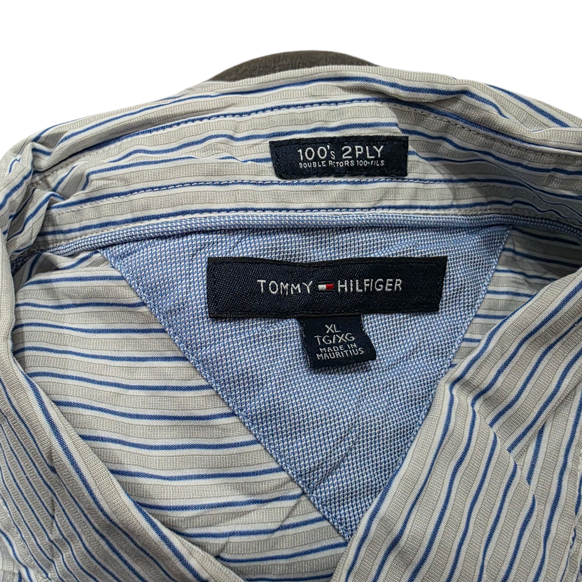 Camisa Tommy Hilfiger Xgrande Xl Lineas Gris