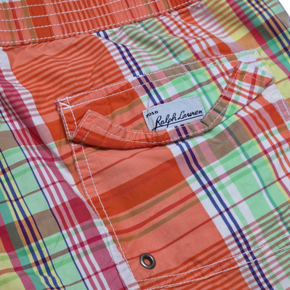 Bermuda Ralph Lauren Xgrande Xl Cuadro Naranja Y Verde