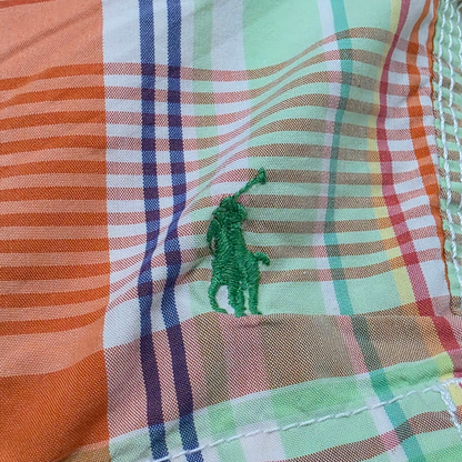 Bermuda Ralph Lauren Xgrande Xl Cuadro Naranja Y Verde
