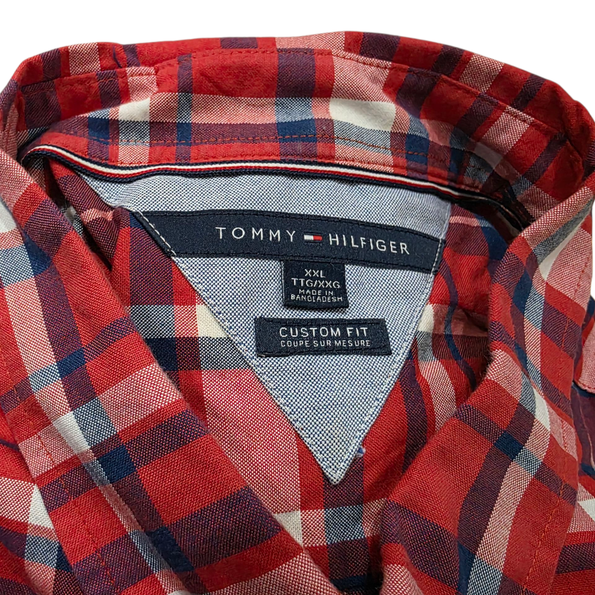 Camisa Custom Fit Tommy Hilfiger 2xl Cuadro Rojo