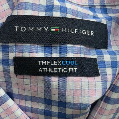 Camisa Tommy Hilfiger 15 32/33 Mediana M Cuadro Azul Rosa