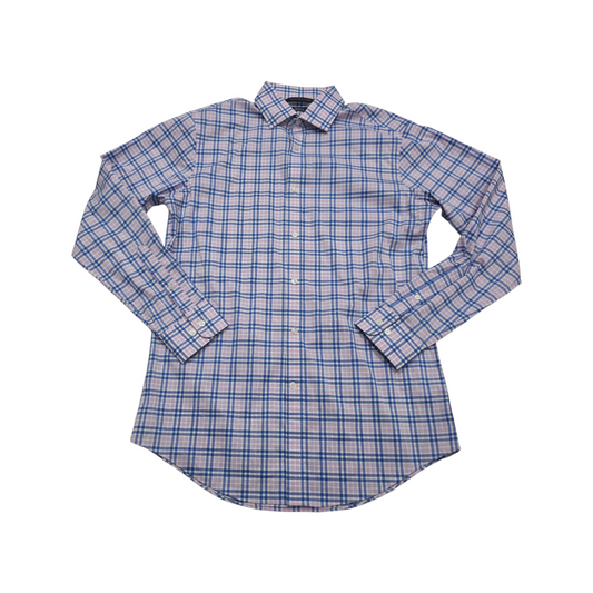 Camisa Tommy Hilfiger 15 32/33 Mediana M Cuadro Azul Rosa