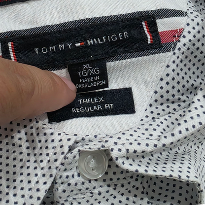 Camisa Tommy Hilfiger Xgrande Xl Blanca Puntos Azules