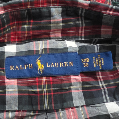Camisa Ralph Lauren 3xb Cuadro Negro Y Rojo Pony Verde