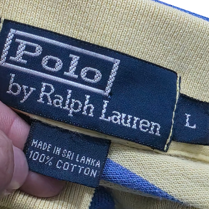 Playera Polo Ralph Lauren Grandel Amarillo Lineas Azul Blanc