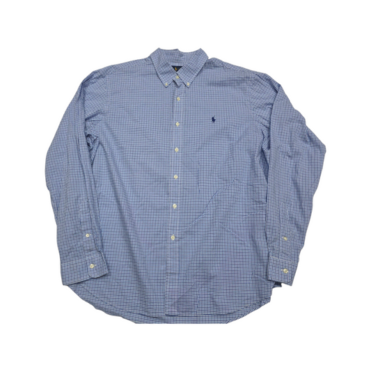 Camisa Ralph Lauren Xxl Cuadro Azul Claro Pony Azul