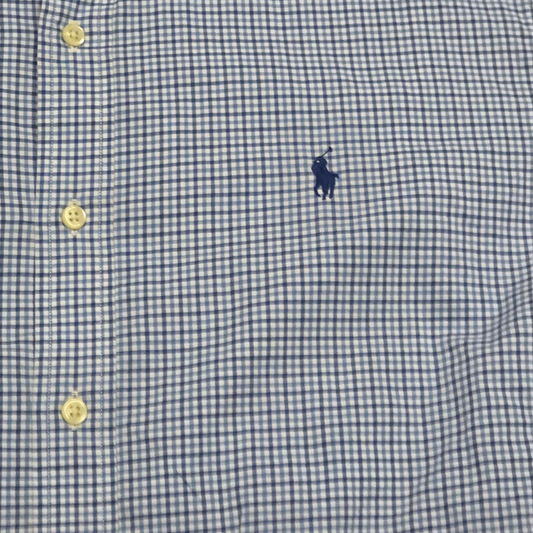 Camisa Ralph Lauren Xxl Cuadro Azul Claro Pony Azul