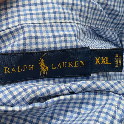 Camisa Ralph Lauren Xxl Cuadro Azul Claro Pony Azul