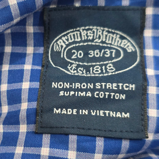 Camisa Brooks Brothers 4xl 20 36-37 Cuadro Azul