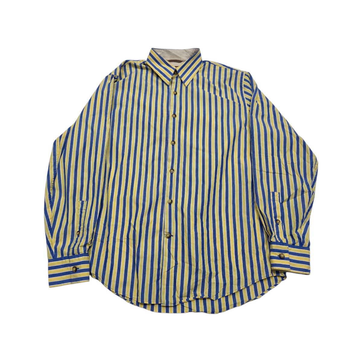 Camisa Michael Kors Mediana M Amarillla Lineas Azules