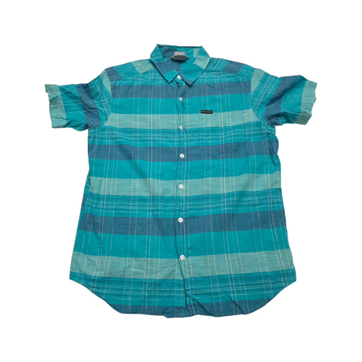 Camisa Regular Fit Manga Corta Columbia Mediana M Azul