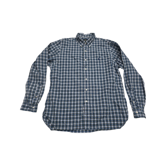 Camisa Ralph Lauren Grande L 16 1/2 42 Cuadro Azul Y Verde