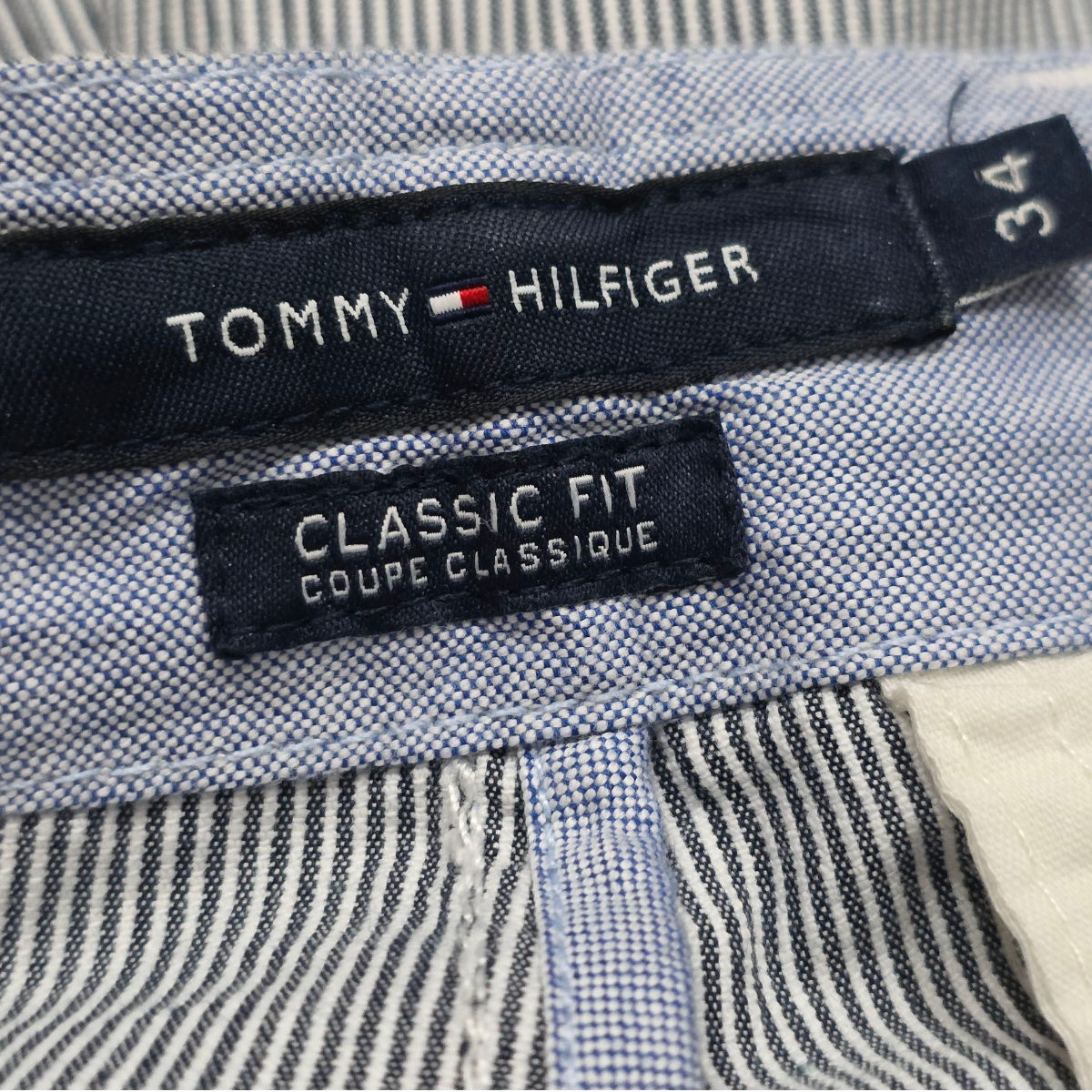 Bermuda Tommy Hilfiger Tall 34 Classic Fit Lineas Azul