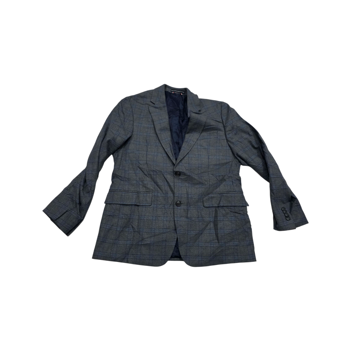 Saco Tommy Hilfiger 38s Gris Y Azul Cuadro
