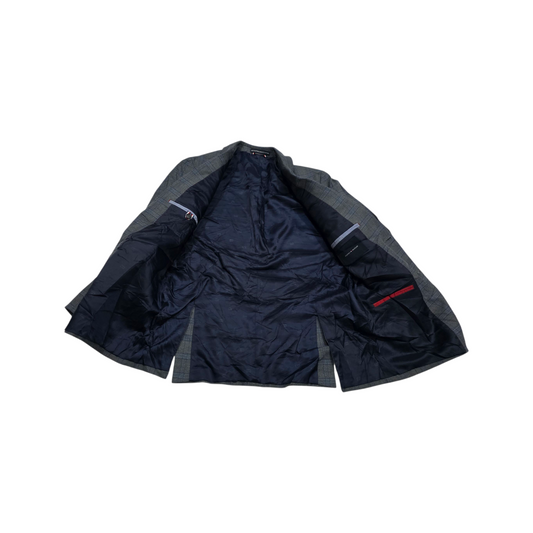 Saco Tommy Hilfiger 38s Gris Y Azul Cuadro