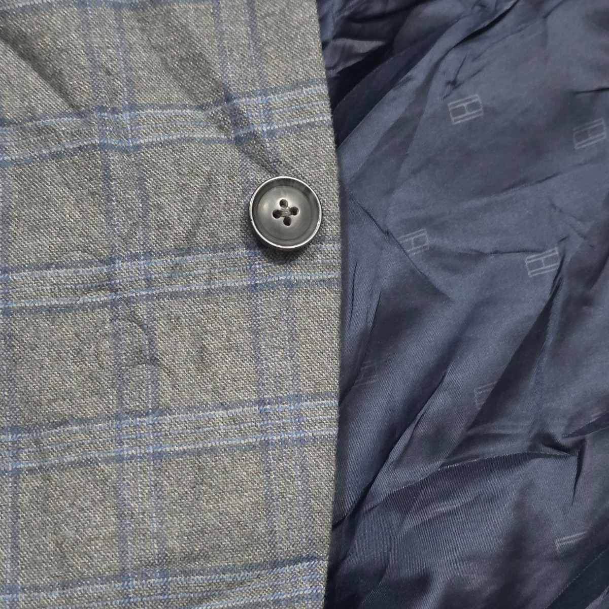 Saco Tommy Hilfiger 38s Gris Y Azul Cuadro